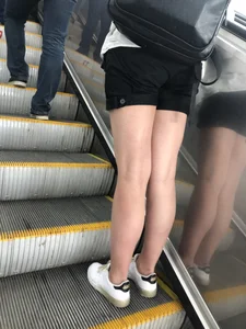 Hot Legs in Black Shorts Subway Closeup Creepshots Collection