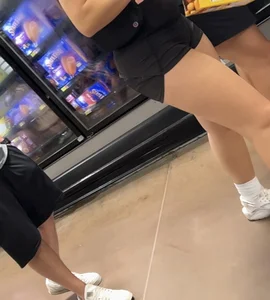 Cute college girl at Walmart in tight lulu shorts