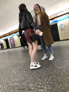 Hot slim legs in subway