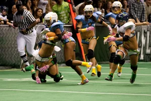 Sexy female football players with hot bodies