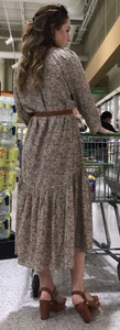 Tatted Fit slim brunette beauty at the market