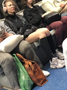 Very cute subway candid teen wearing knee socks