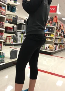 Target blonde milf shopping in tight leggings with a nice ass