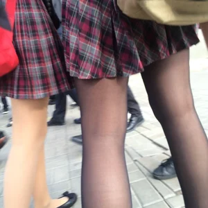 Teen JB with Skinny Legs in Uniform Skirt - Street Candid Closeup