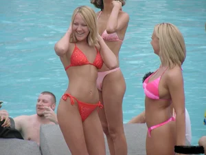 Beach voyeur girls in bikinis, thongs and topless