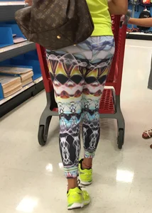 Milf shopping at Target in patterned leggings