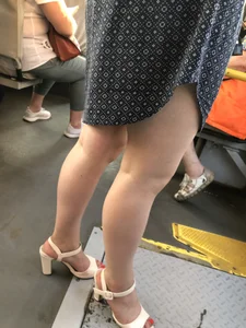 Hot Stocky Legs and Feet in Sandals on High Heels Bus Creepshots