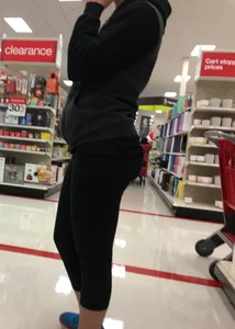 Target blonde milf shopping in tight leggings with a nice ass