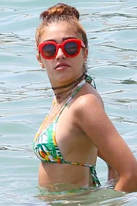 Lourdes Leon in bikinis at a beach in Cannes