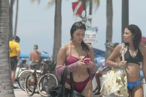 Bikini babes at Deerfield Beach in Florida