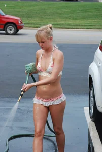 Various sexy girls at car washes in bikinis