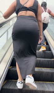 Thick Colombian Milf in Tight Sundress with fat ass on escalator ( OC , VPL)