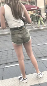 Sexy girl with nice booty in camo shorts