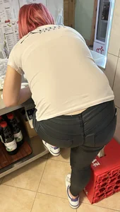 Redhead Milf Black Shiny Jeans (NOT OC)