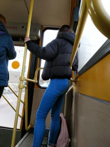 Hot Ass and Legs in Blue Jeans in Public Bus Creepshots