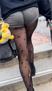 [OC] Cute Goth Booty in Short Shorts and Fishnets