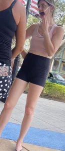 Cutie with a cameltoe at the outside market