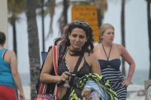 Saint Patrick's Day girls in bikinis at Deerfield Beach in Florida