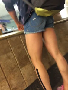 Hot Muscular Legs and Fit Body in Subway