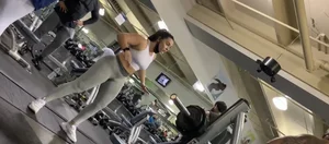 White sexy leggings jiggle in the gym