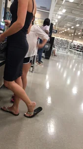 Dress and Slippers Cute Feet Creepshot