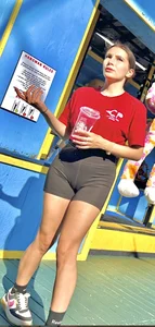 Slim college brunette working at a fair (oc)