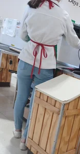 Teen at work in jeans
