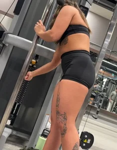 (GIFS) Fit Brunette in Tight Tight Aurola Shorts Rolled Up