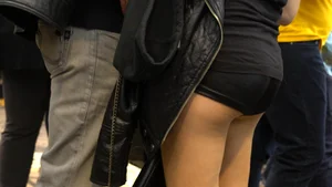 Tight body in spandex shorts