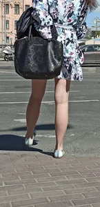 Girl in a Dress And Flats With Slim Legs Street Creepshots Collection
