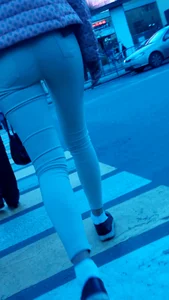 Sexy Ass in Tight Pants Crossing Road Street Creepshot