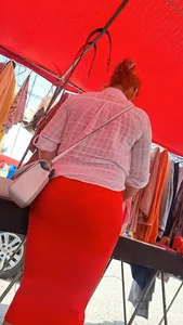 [OC]tight orange skirt transparent the line of her thong