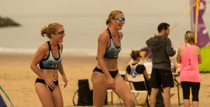 Beach volleyball babes in bikinis