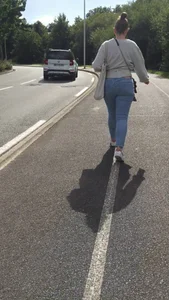 Juicy student ass in a tight pants