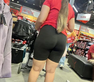 Thick Latina in black biker shorts (oc)