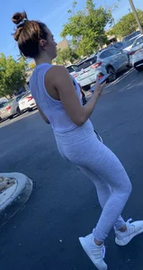 Super sexy fit brunette college chick after a workout