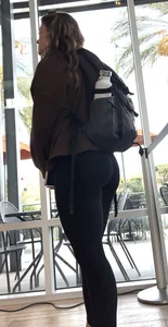 True Pawg in yoga pants and upshot at coffee line