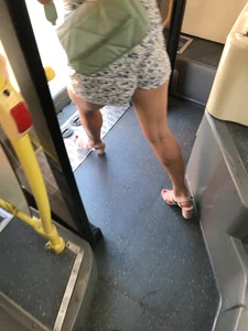 Hot butt and legs of a public bus candid girl wearing shorts creepshot