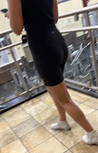 Perfectly round shaped sweaty ass on this college chick in biker shorts