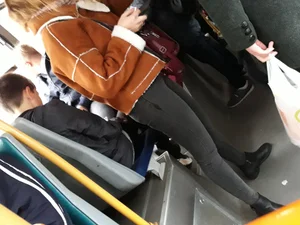 Skinny Legs in Tight Jeans Bus Creepshot