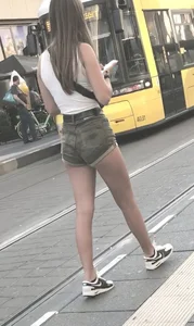 Sexy girl with nice booty in camo shorts