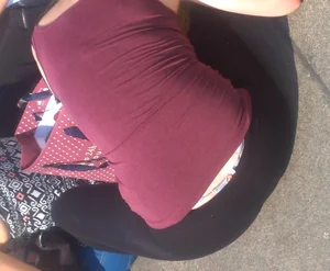 Cute girl with see thru leggings showing her thong and nice ass