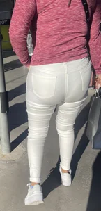 See-through white pants with amazing VPL