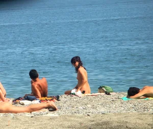 Nude beach and topless girls