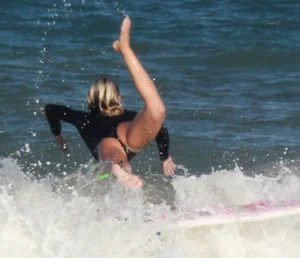 Hot surfer chicks out in the water
