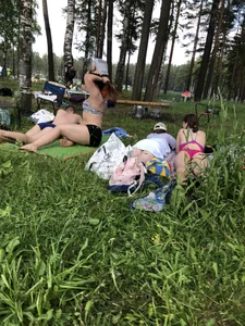 Girls in Swimsuits at a Nature Park Photo Gallery
