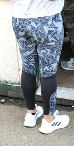 Girl with a nice ass in patterned leggings