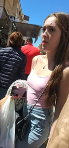 Braless cutie with puffy areolas