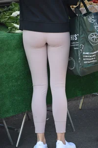 Cute white MILF in vuori leggings prancing around at farmers market
