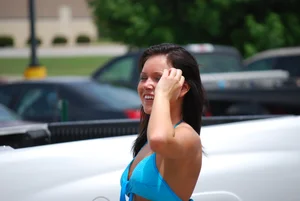 Various sexy girls at car washes in bikinis